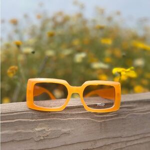 Sunglasses orange color smooth plain square light tint edc baddie  cottagecore